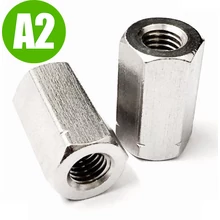 DIN 6334 - A2 - Rozsdamentes hatlapú toldó anya (3d)