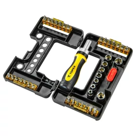 Bit és Dugókulcskészlet Racsnis hajtószárral 38 db. | TOPEX 39D344