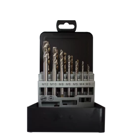 Abraboro® HSS-Co gépi menetfúró készlet 35°zsákfurathoz, 14 részes