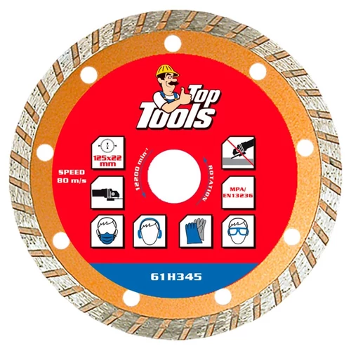 Gyémánt vágókorong 125mm TURBO | TOP TOOLS 61H345