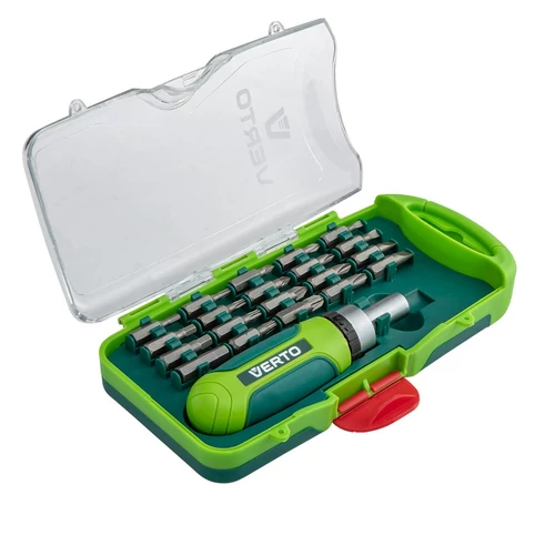 Csavarhúzó bitkészlet, hajtószárral 21db. | VERTO 66H615