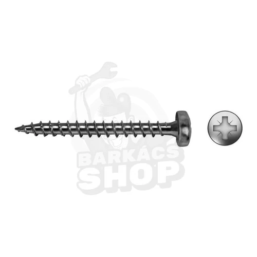 Domborúfejű, faforgácslap csavar A2, rozsdamentes 4x35