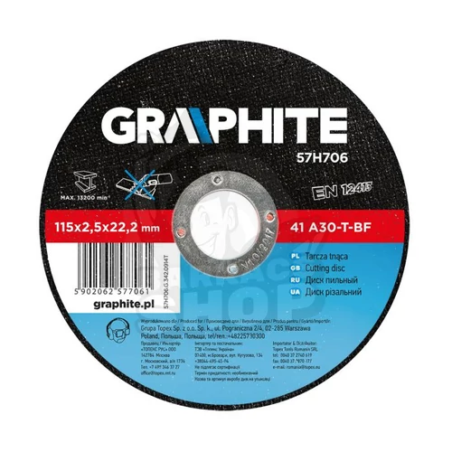 GRAPHITE® fémvágó korong 115 x 2.5 x 22