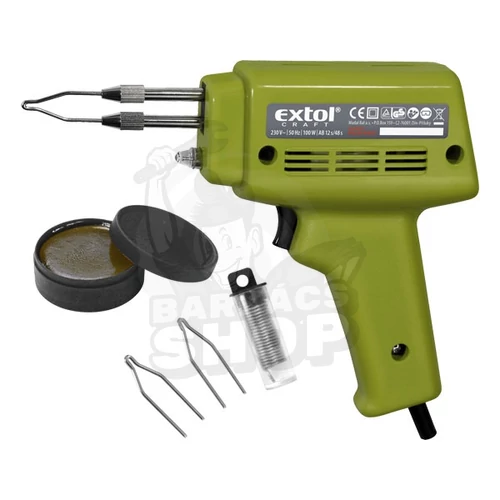 EXTOL forrasztópisztoly kofferban, 230V~50 Hz, 100W