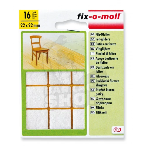 Csúsztatófilc 22x22mm öntapadós fehér (16db/csomag)