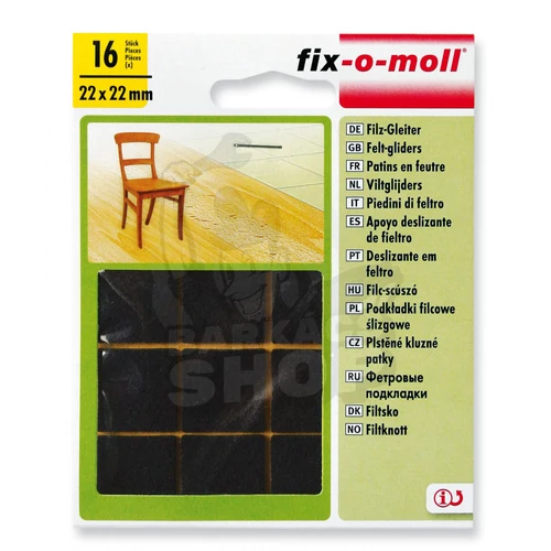 Csúsztatófilc 22x22mm öntapadós barna (16db/csomag)